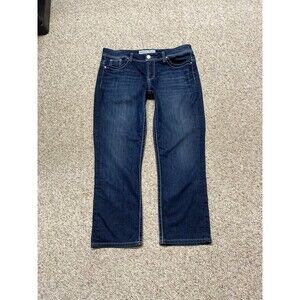 34 BKE Harper Mid Rise Straight Crop Dark Wash